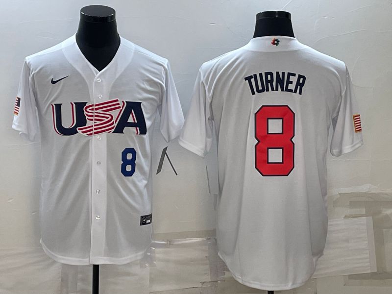 Men 2023 World Cub USA #8 Turner White Nike MLB Jersey